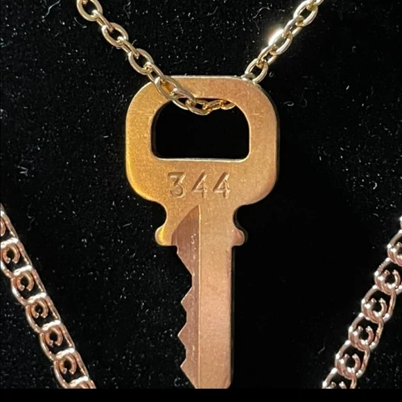 Louis Vuitton Brass Vintage Candena #344 Authentic Lock & Key Necklaces - Picture 3 of 4